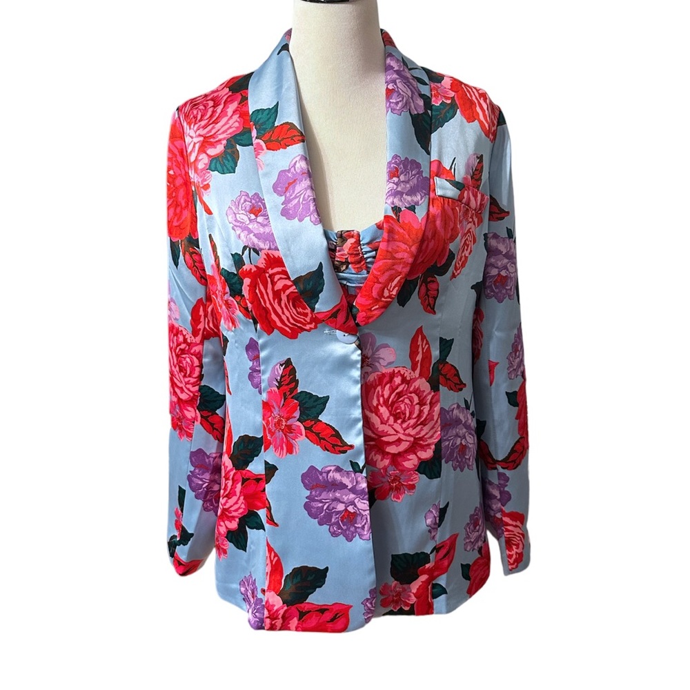 Forever 21 Satin Floral Print Blazer